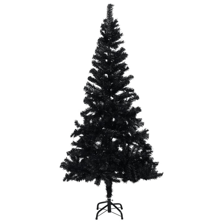Vidaxl Kunstkerstboom mit Beleuchtung und Weihnachtskugeln 180 cm PVC Schwarz