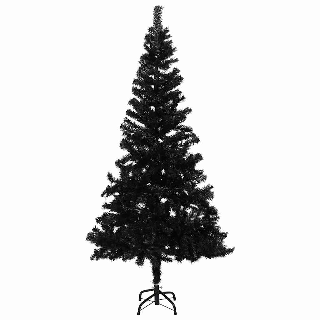 Vidaxl Kunstkerstboom mit Beleuchtung und Weihnachtsbällen 210 cm PVC Schwarz