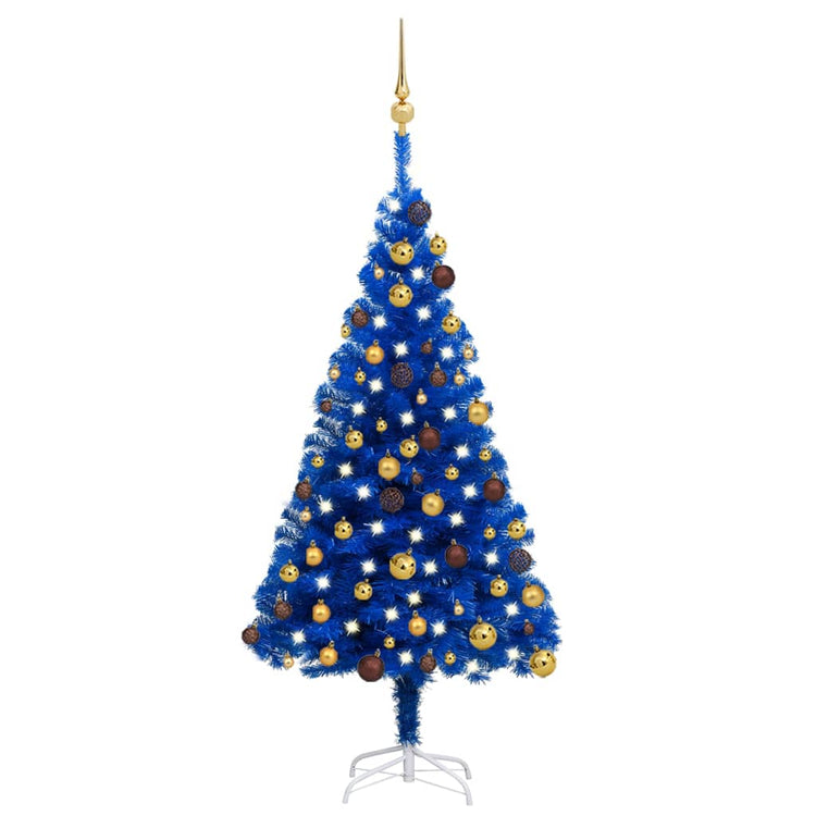Vidaxl Kunstkerstboom mit Beleuchtung und Weihnachtsbällen 120 cm PVC Blau