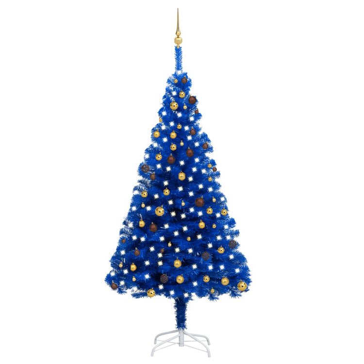 Vidaxl Kunstkerstboom mit Beleuchtung und Weihnachtskugeln 240 cm PVC Blau