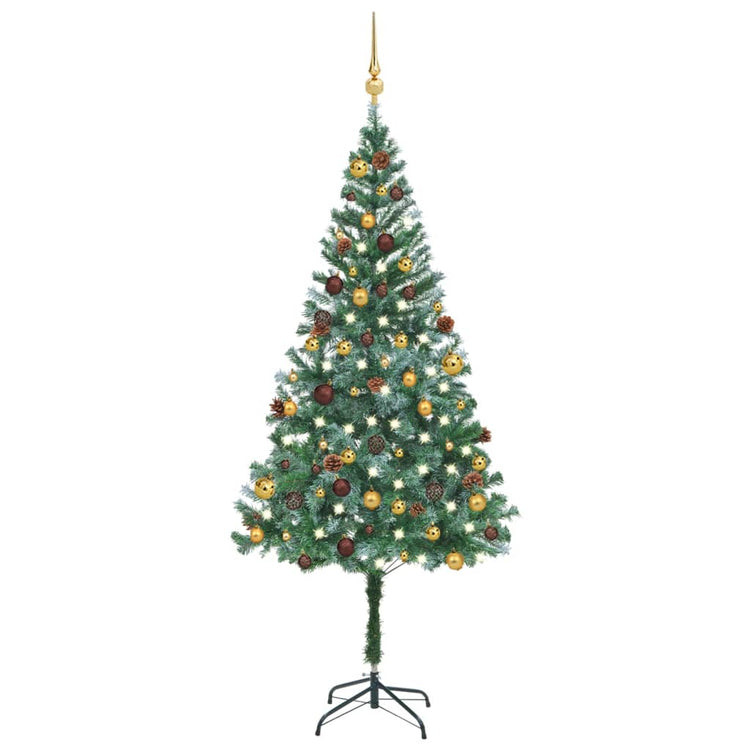 VIDAXL KUNSTKERSTBOOM mit Lichtheiligbällen Kiefernkegel 180 cm