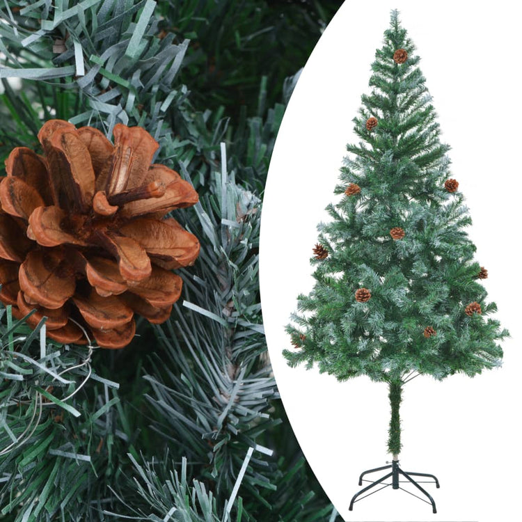 VIDAXL KUNSTKERSTBOOM mit Lichtheiligbällen Kiefernkegel 180 cm