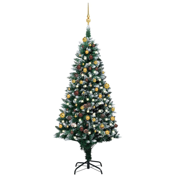VIDAXL KUNSTKERSTBOOM mit Lichtheiligbällen Kiefernkegel 180 cm