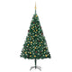 Vidaxl Kunstkerstboom mit Beleuchtung und Weihnachtskugeln 210 cm PVC Green