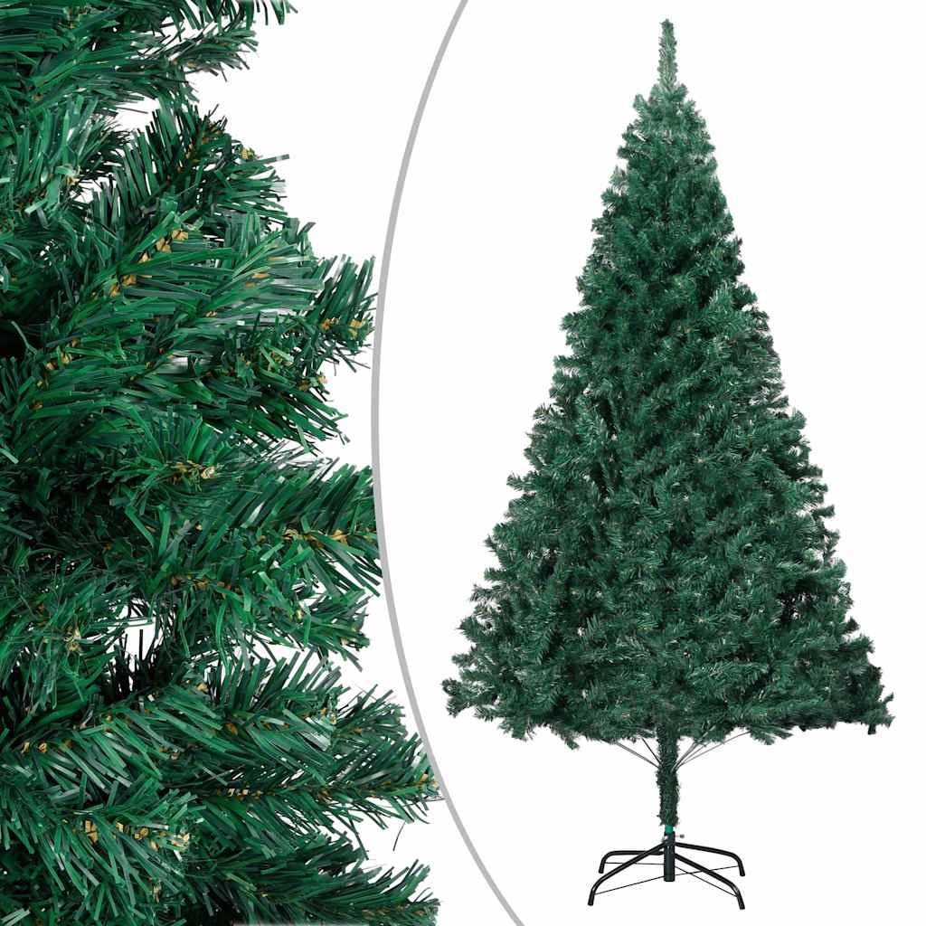 Vidaxl Kunstkerstboom mit Beleuchtung und Weihnachtskugeln 210 cm PVC Green
