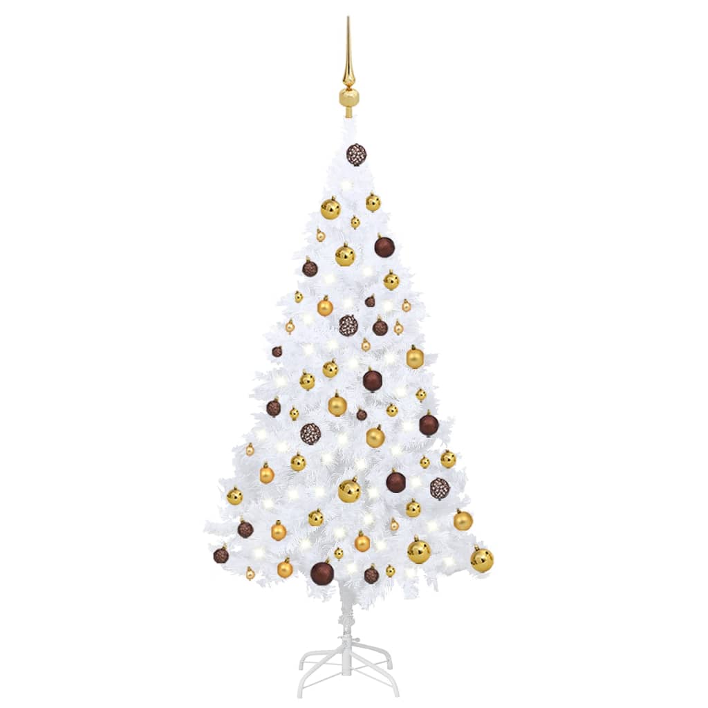 Vidaxl Kunstkerstboom mit Beleuchtung und Weihnachtskugeln 120 cm PVC Weiß
