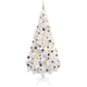 Vidaxl Kunstkerstboom mit Beleuchtung und Weihnachtskugeln 180 cm PVC Weiß