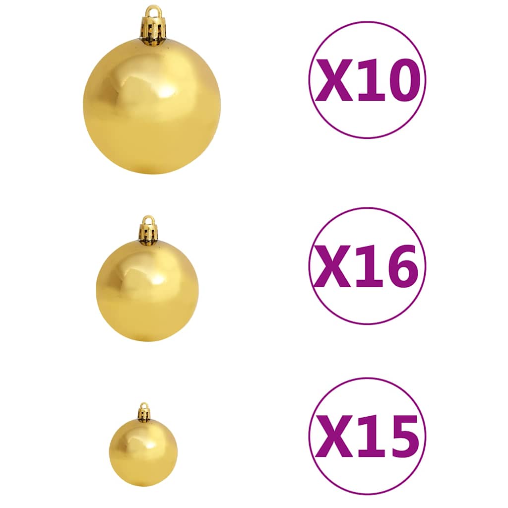 Vidaxl Kunstkerstboom mit Beleuchtung und Weihnachtskugeln 180 cm PVC Weiß