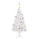Vidaxl Kunstkerstboom mit Beleuchtung und Weihnachtskugeln 210 cm PVC Weiß
