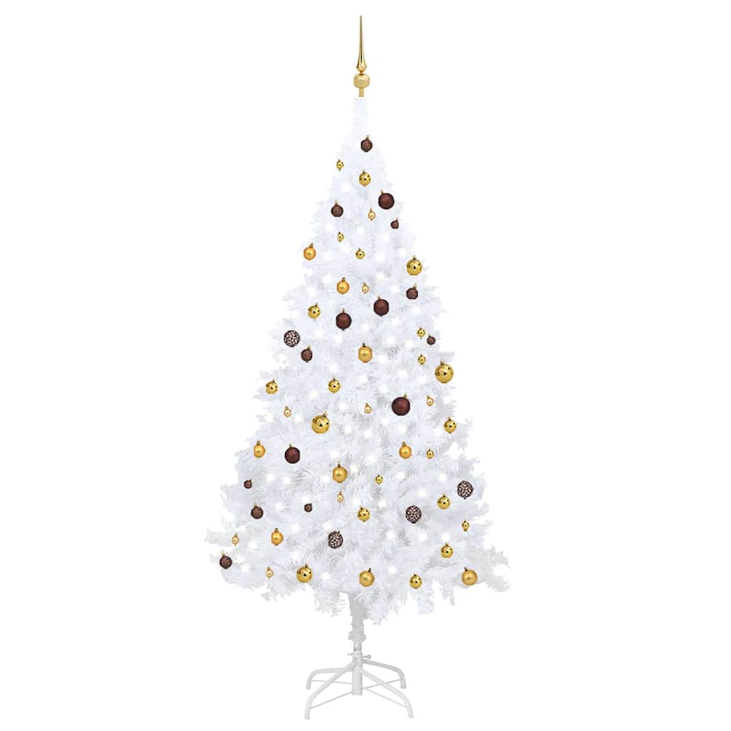 Vidaxl Kunstkerstboom mit Beleuchtung und Weihnachtsbällen 240 cm Weiß