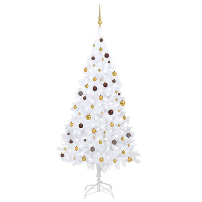 Vidaxl Kunstkerstboom mit Beleuchtung und Weihnachtsbällen 240 cm Weiß