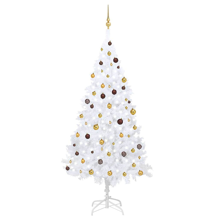 Vidaxl Kunstkerstboom mit Beleuchtung und Weihnachtsbällen 240 cm Weiß