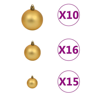 Vidaxl Kunstkerstboom mit Beleuchtung und Weihnachtsbällen 240 cm Weiß