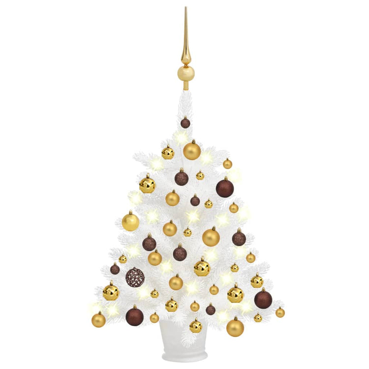 Vidaxl Kunstkerstboom mit Beleuchtung und Weihnachtskugeln 65 cm Weiß