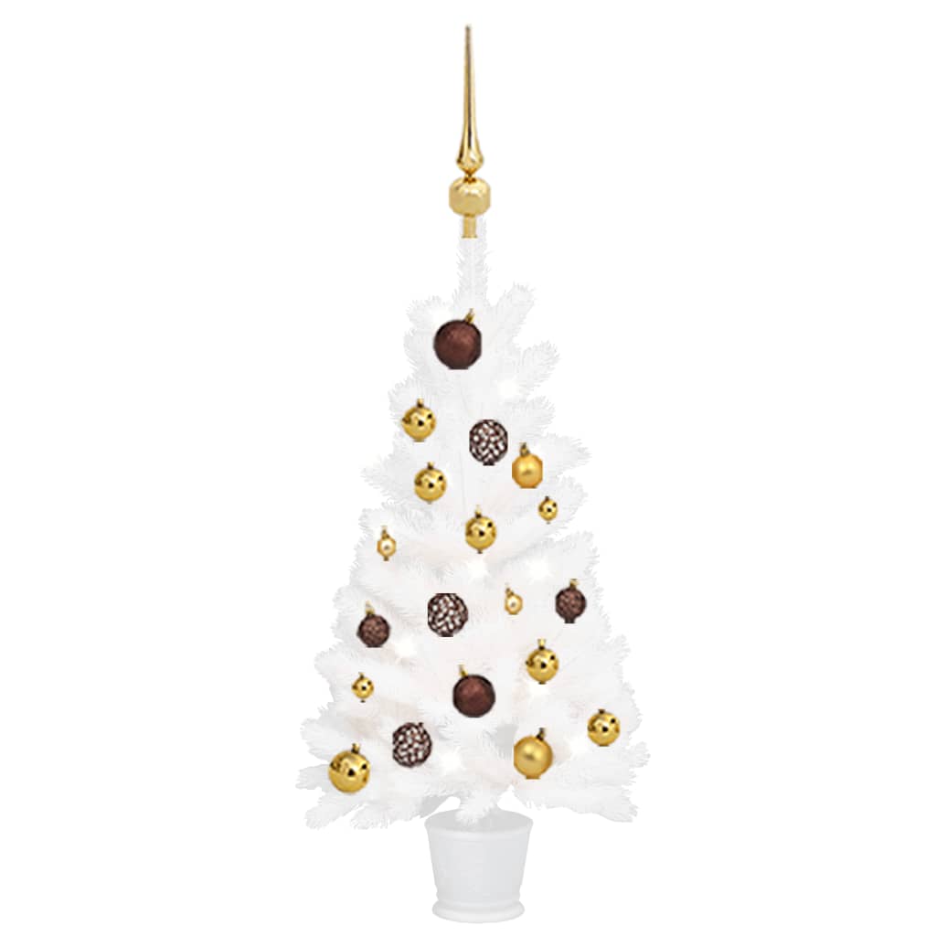 Vidaxl Kunstkerstboom mit Beleuchtung und Weihnachtsbällen 90 cm Weiß