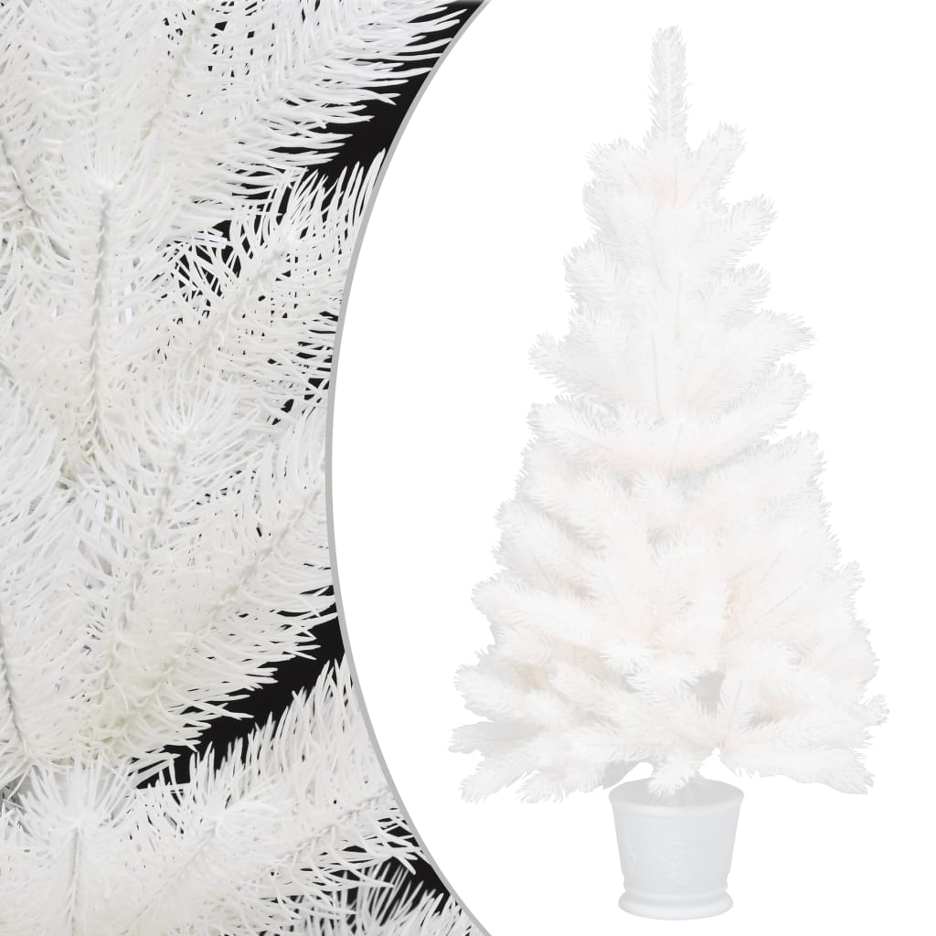 Vidaxl Kunstkerstboom mit Beleuchtung und Weihnachtsbällen 90 cm Weiß