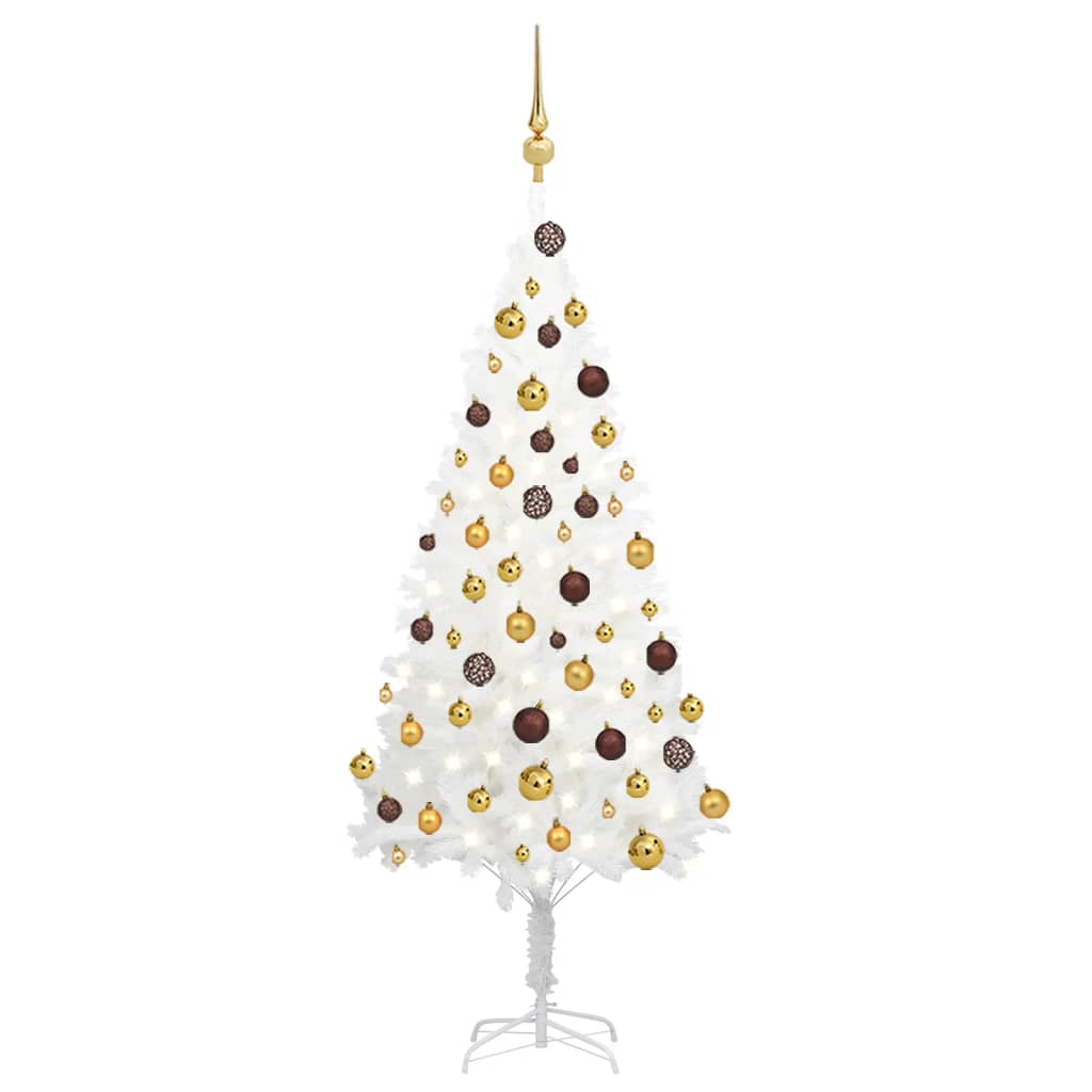 Vidaxl Kunstkerstboom mit Beleuchtung und Weihnachtsbällen 120 cm Weiß
