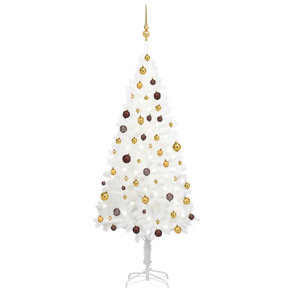 Vidaxl Kunstkerstboom mit Beleuchtung und Weihnachtsbällen 180 cm Weiß