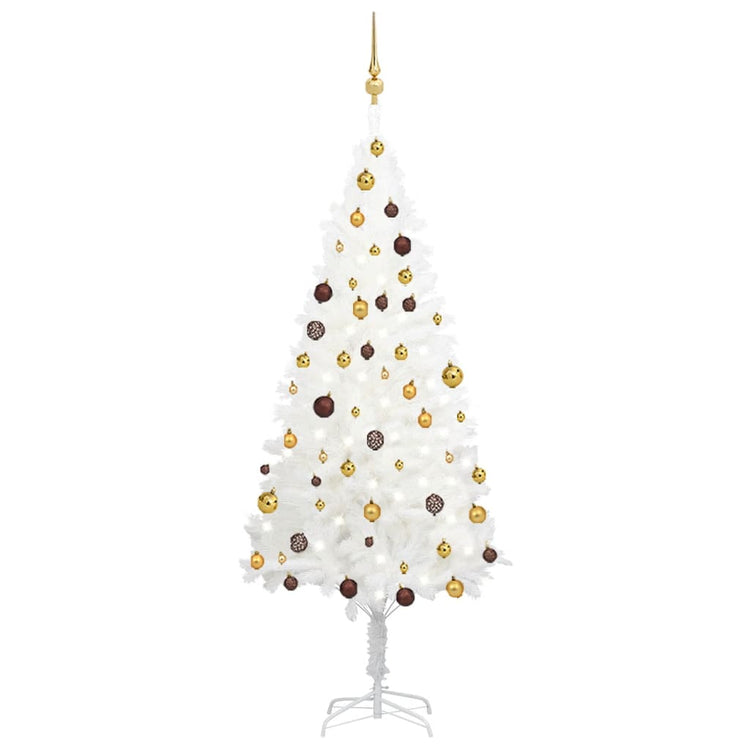 Vidaxl Kunstkerstboom mit Beleuchtung und Weihnachtsbällen 180 cm Weiß