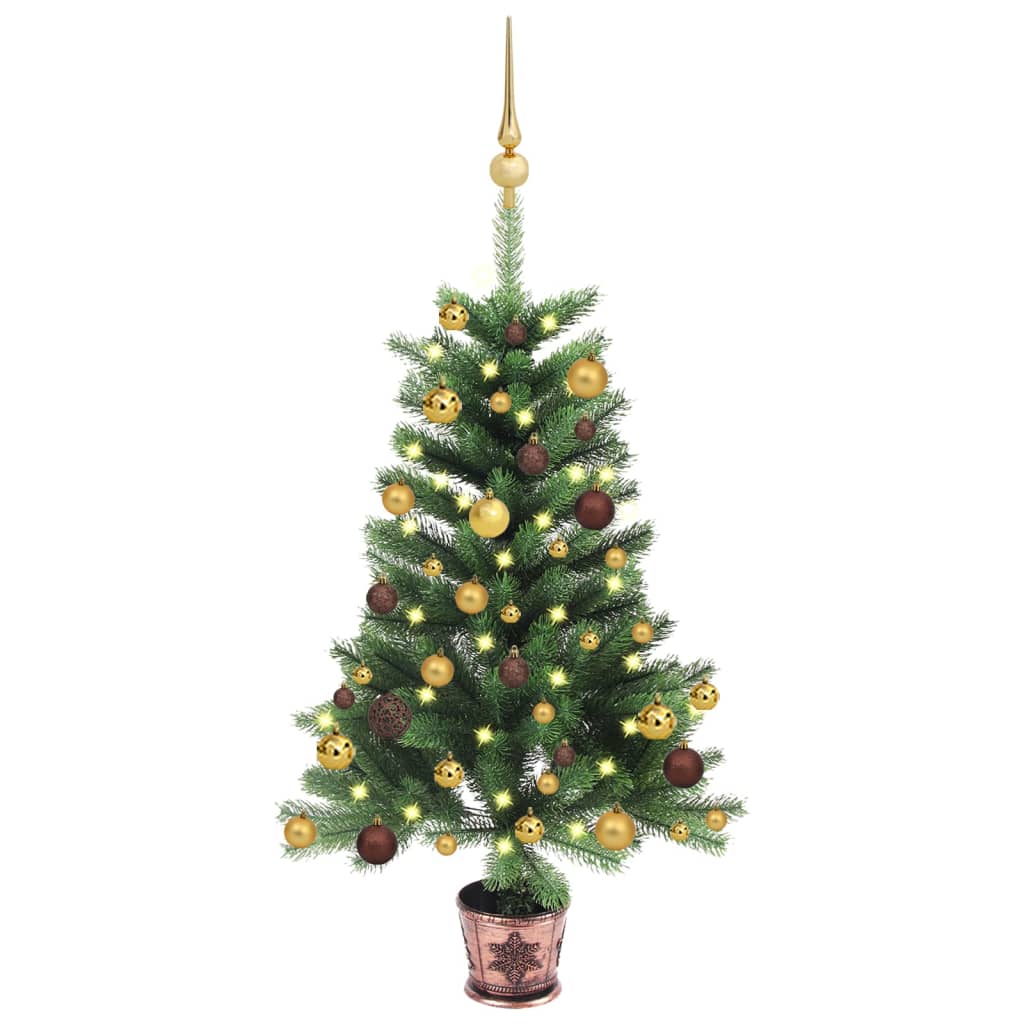 Vidaxl Kunstkerstboom mit Beleuchtung und Weihnachtsbällen 65 cm Grün