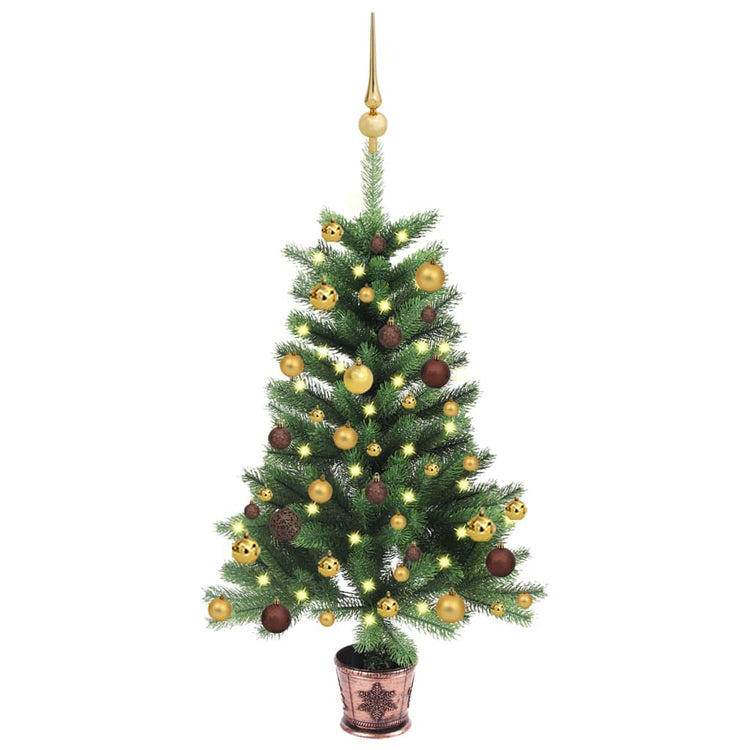 Vidaxl Kunstkerstboom mit Beleuchtung und Weihnachtsbällen 65 cm Grün