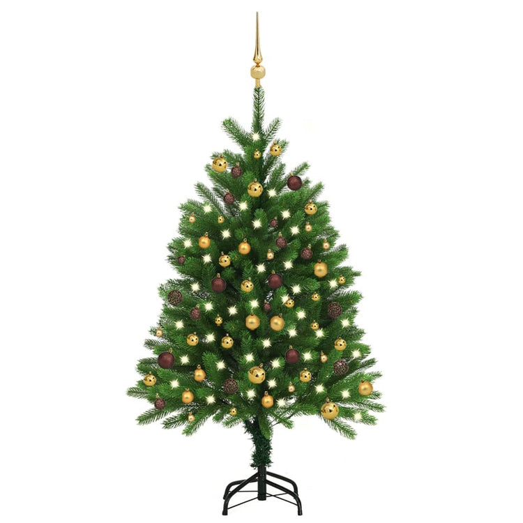Vidaxl Kunstkerstboom mit Beleuchtung und Weihnachtsbällen 120 cm Grün