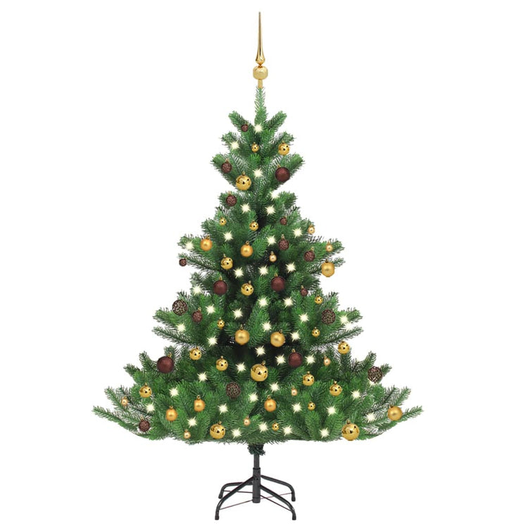 Vidaxl Kunstkerstboom Nordmann mit LEDs und Weihnachtsbällen 120 cm Grün