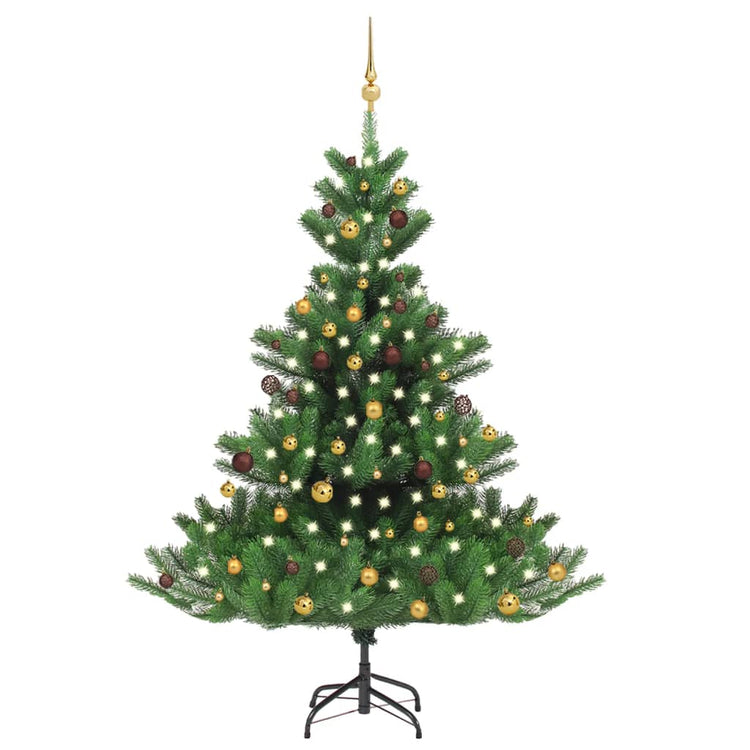 Vidaxl Kunstkerstboom Nordmann mit LEDs und Weihnachtsbällen 180 cm Grün