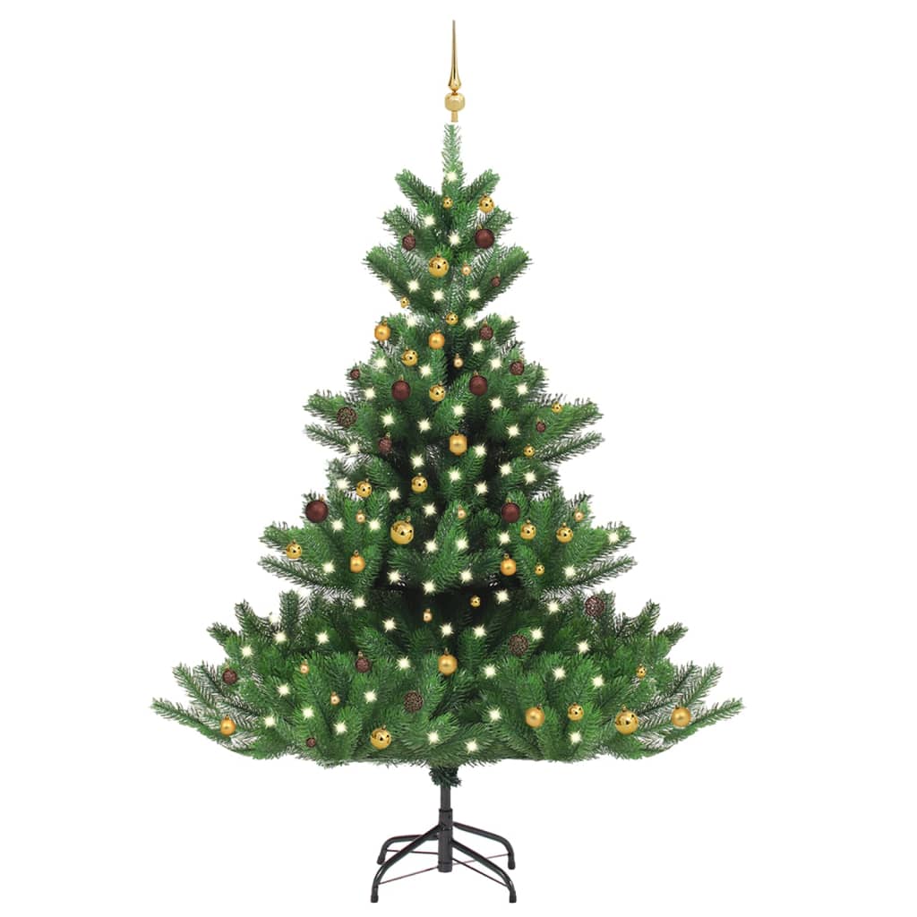 Vidaxl Kunstkerstboom Nordmann mit LEDs und Weihnachtsbällen 240 cm Grün