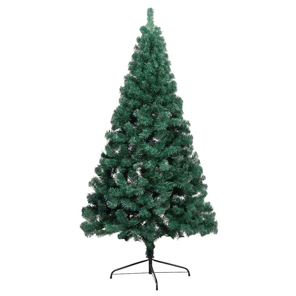 Vidaxl Kunstkerstboom mit Beleuchtung und Weihnachtsbällen halb nach 210 cm Grün