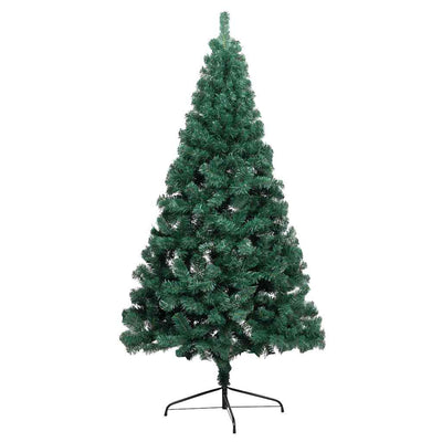 Vidaxl Kunstkerstboom mit Beleuchtung und Weihnachtsbällen halb nach 210 cm Grün