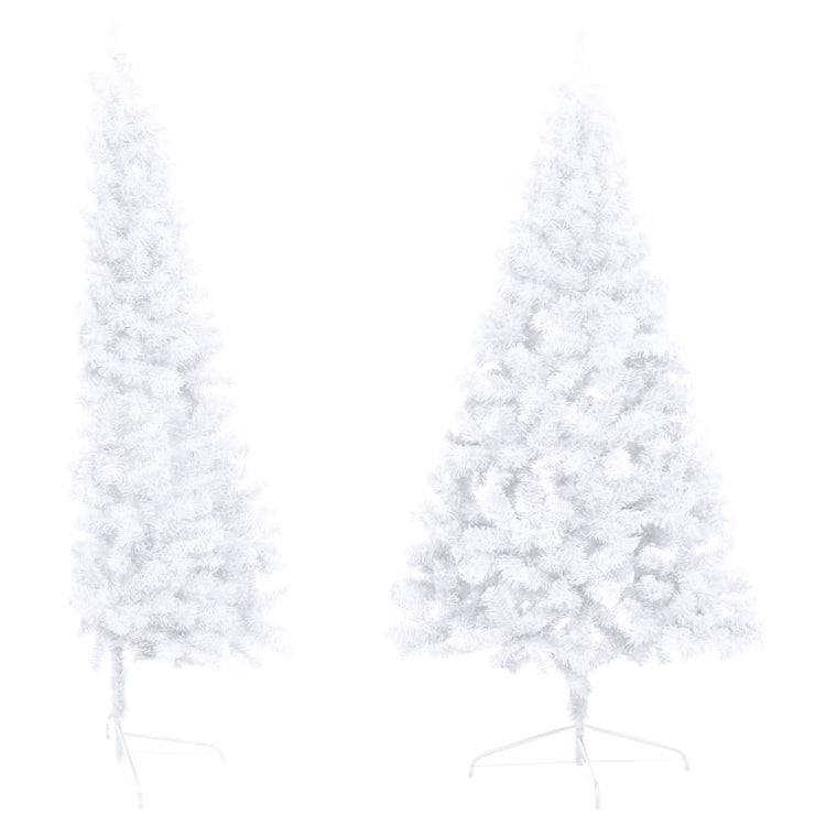 Vidaxl Kunstkerstboom mit Beleuchtung und Weihnachtskugeln halb 210 cm weiß
