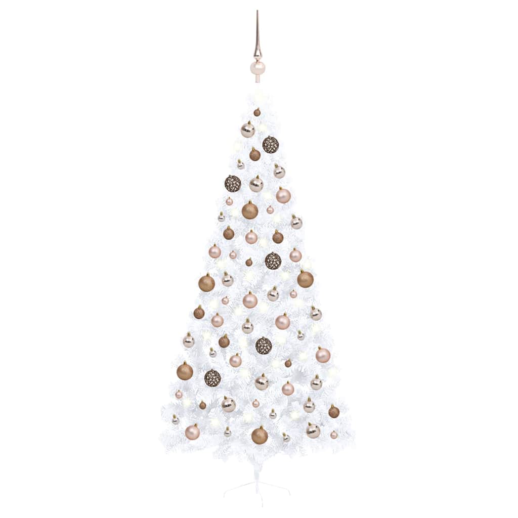 Vidaxl Kunstkerstboom mit Beleuchtung und Weihnachtsbällen halb 240 cm weiß