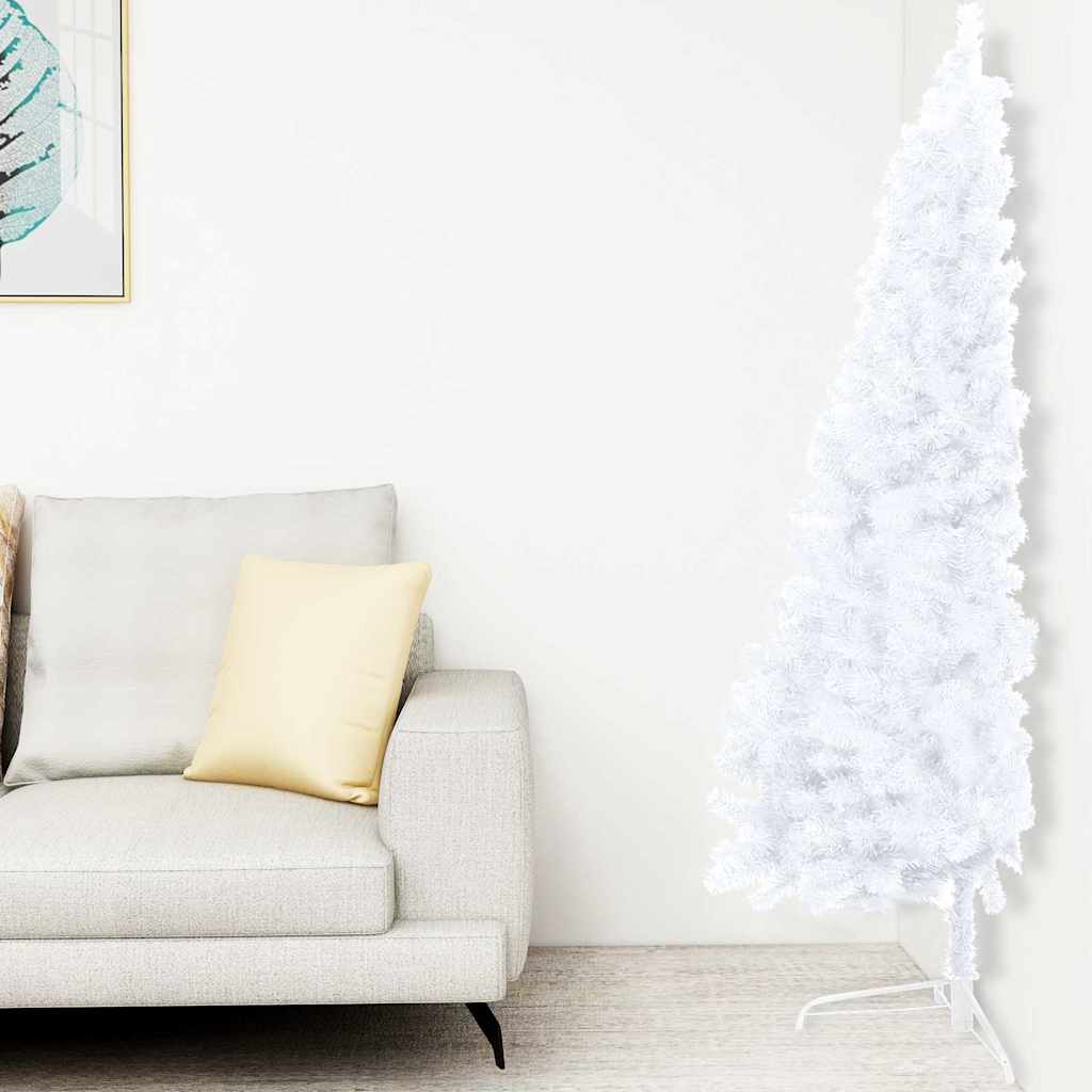 Vidaxl Kunstkerstboom mit Beleuchtung und Weihnachtsbällen halb 240 cm weiß
