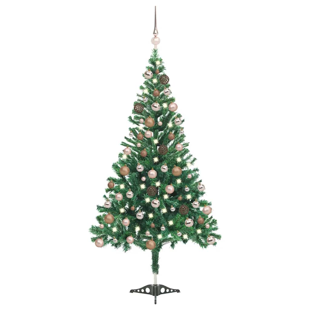 Vidaxl Kunstkerstboom mit Beleuchtung und Weihnachtskugeln 230 Zweige 120 cm