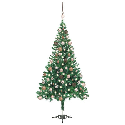 Vidaxl Kunstkerstboom mit Beleuchtung und Weihnachtskugeln 230 Zweige 120 cm