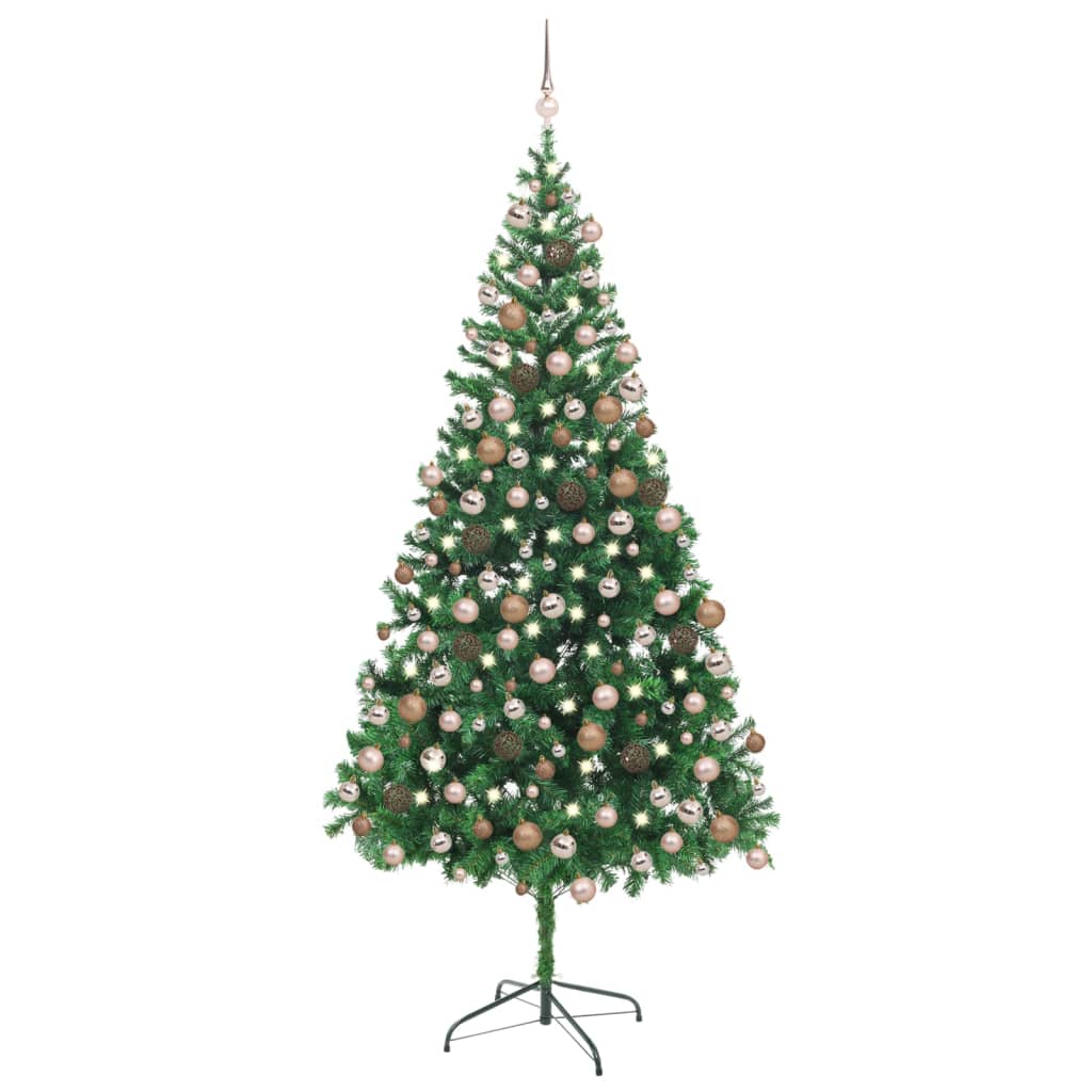 VIDAXL KUNSTKERSTBOOM mit Beleuchtung und Weihnachtskugeln 910 Zweige 210 cm