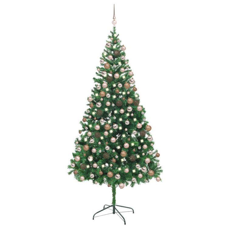 VIDAXL KUNSTKERSTBOOM mit Beleuchtung und Weihnachtskugeln 910 Zweige 210 cm