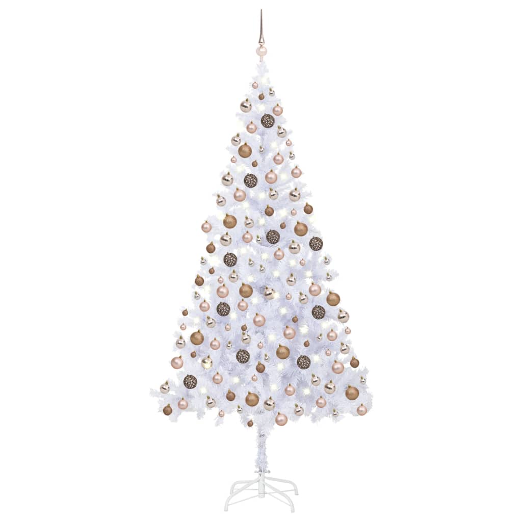 VIDAXL KUNSTKERSTBOOM mit Beleuchtung und Weihnachtskugeln 910 Zweige 210 cm