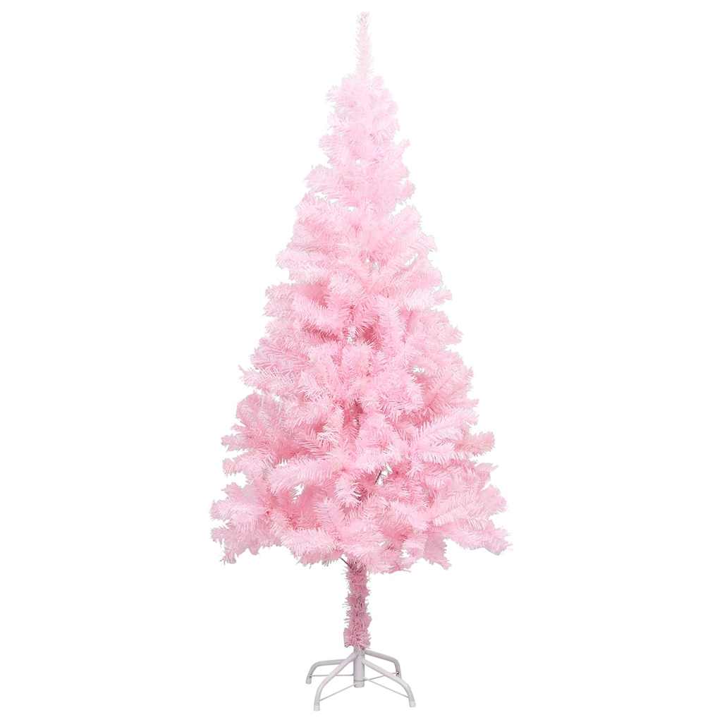 Vidaxl Kunstkerstboom mit Beleuchtung und Weihnachtskugeln 120 cm PVC Pink