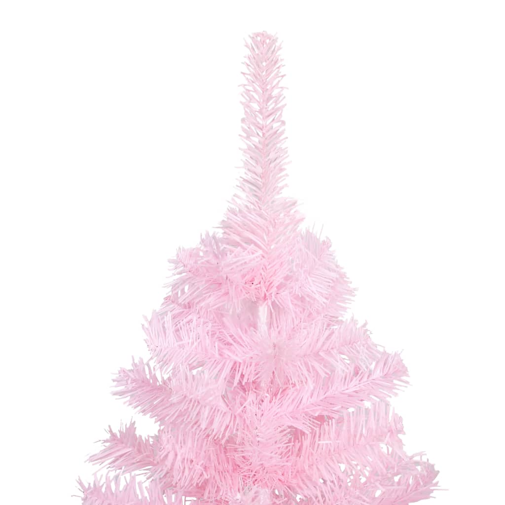 Vidaxl Kunstkerstboom mit Beleuchtung und Weihnachtskugeln 240 cm PVC Pink
