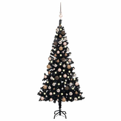 Vidaxl Kunstkerstboom mit Beleuchtung und Weihnachtskugeln 120 cm PVC Schwarz