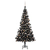 Vidaxl Kunstkerstboom mit Beleuchtung und Weihnachtsbällen 210 cm PVC Schwarz