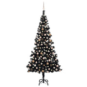 Vidaxl Kunstkerstboom mit Beleuchtung und Weihnachtskugeln 240 cm PVC Schwarz - afbeelding 1