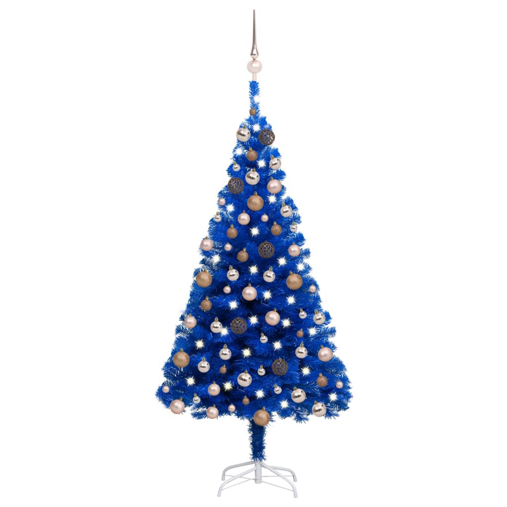 Vidaxl Kunstkerstboom mit Beleuchtung und Weihnachtsbällen 120 cm PVC Blau