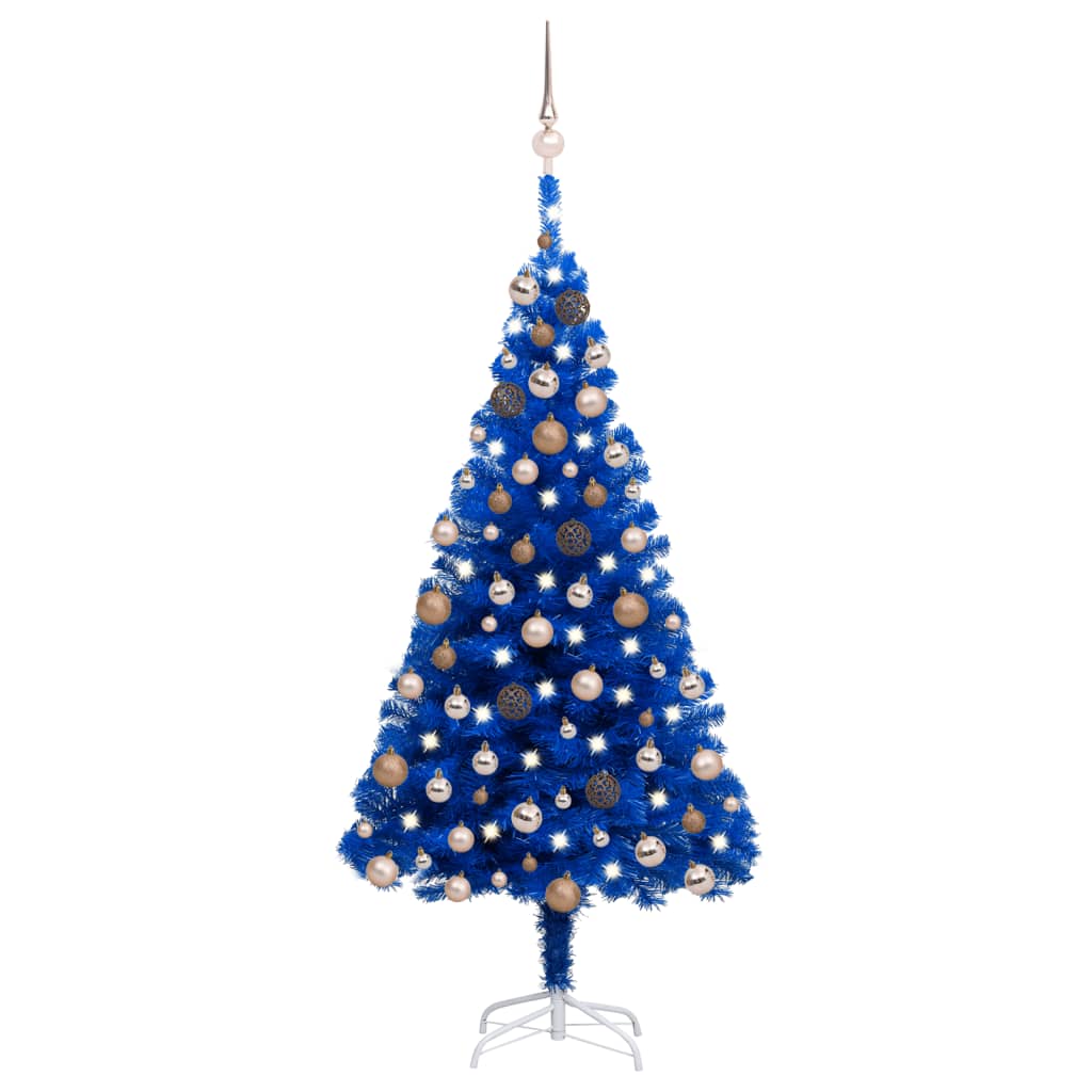 Vidaxl Kunstkerstboom mit Beleuchtung und Weihnachtskugeln 180 cm PVC Blau