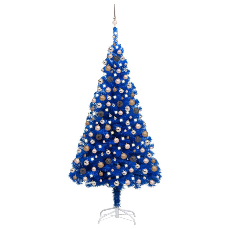 Vidaxl Kunstkerstboom mit Beleuchtung und Weihnachtskugeln 210 cm PVC Blau
