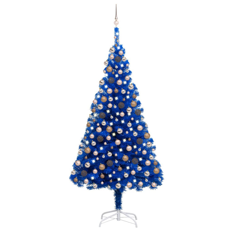 Vidaxl Kunstkerstboom mit Beleuchtung und Weihnachtskugeln 240 cm PVC Blau