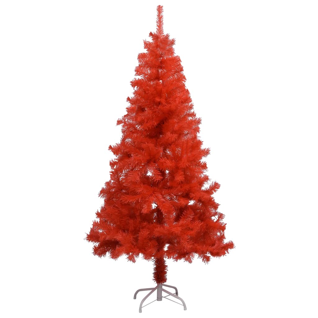 Vidaxl Kunstkerstboom mit Beleuchtung und Weihnachtskugeln 150 cm PVC rot