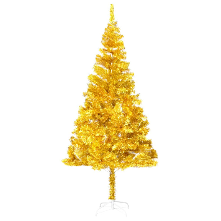Vidaxl Kunstkerstboom mit Beleuchtung und Weihnachtskugeln 210 cm Haustier Gold